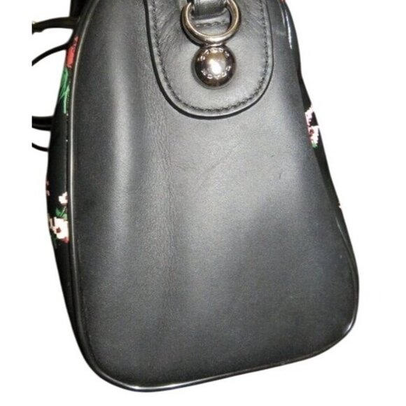 Coach Black Floral Leather Rowan Crossbody Boston Bag Satchel Crossbody with COA - Picture 4 of 13